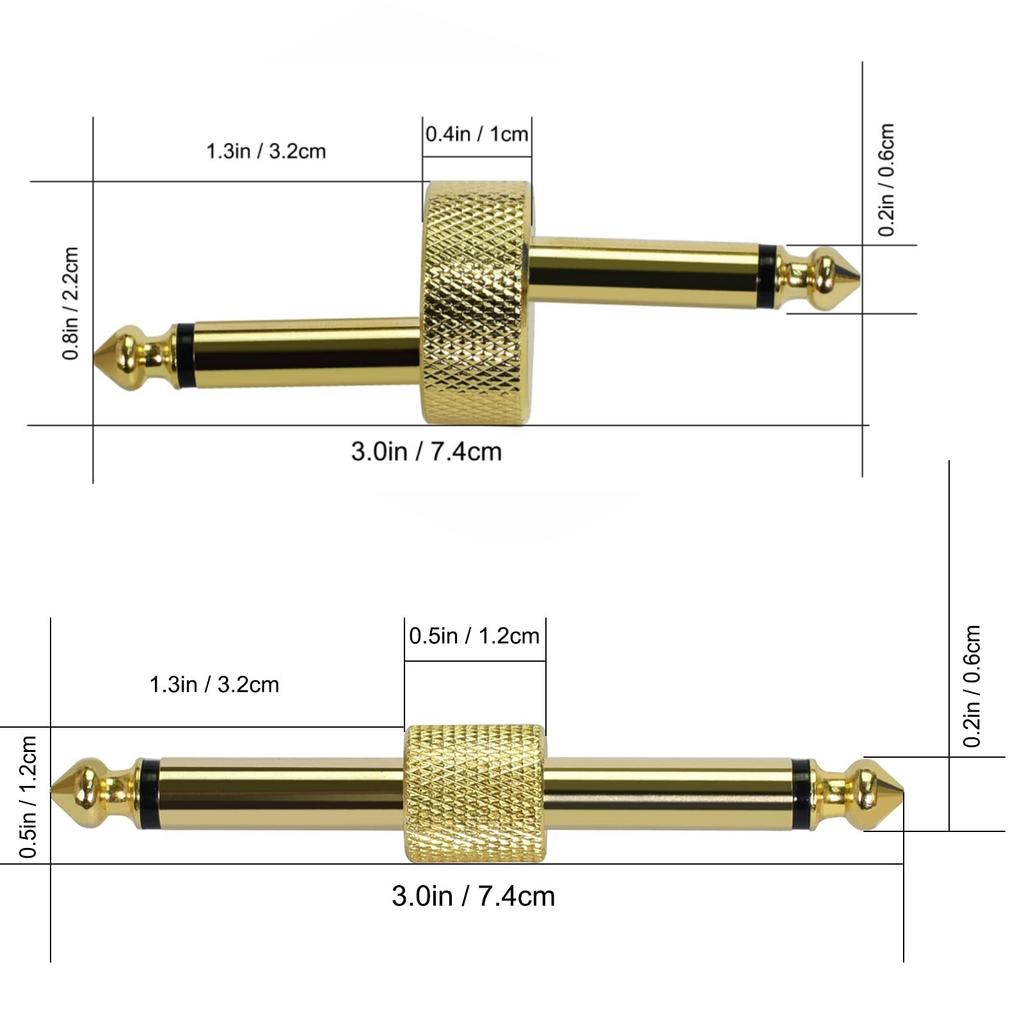 4PCS Guitar Pedal Connector Straight/Z-Type 6.35mm Pedals Coupler Pedal  to Pedal Connector, TS Copper Male for Guitar Pedal
