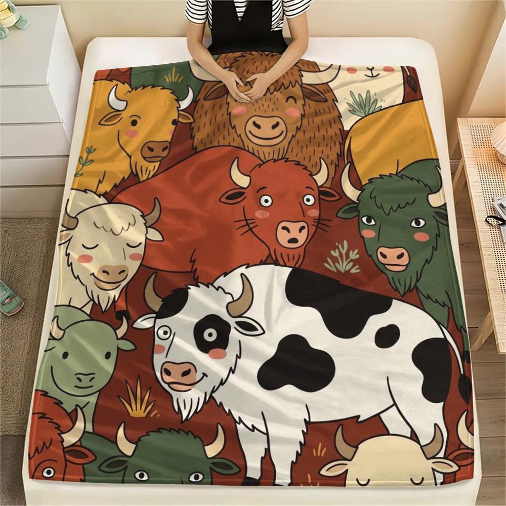 1Pc North American bison Print Flannel Blanket, High quality Comfortable for All Seasons, Home Decor, Warmth and Comfort, Perfect for Christmas Gifts