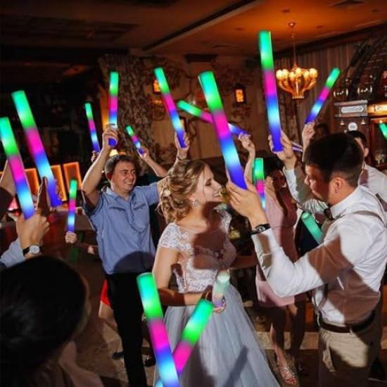 TURNMEON 24 Pcs Giant Foam Glow Sticks Bulk Party Favors for Adults,3 Modes Flashing Foam Light Up Sticks,LED Glow Sticks Glow In The Dark for 24