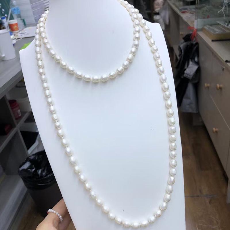 Collar Largo de Perlas de Agua Dulce Genuinas con Cuentas - Joyería Versátil para Apilar Regalo para Amigos y Familiares
