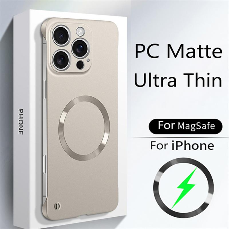 

For Magsafe Ultra Thin Matte PC Frameless Phone Case For iphone 16 15 14 13 12 Pro Max 16 Plus Magnetic Wireless Charging Cover iPhone 16