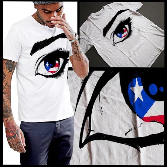 

Puerto Rican Eye With Flag Of Puerto Rico T-Shirt Size Small To 3XL New, cotton L