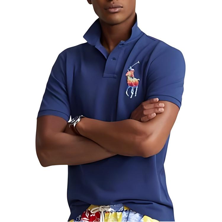 Polo Ralph Lauren Solid Color Short Sleeve Polo Shirt Men Tops Navy-Blue MNPOKNI1N821572-410