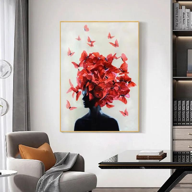 

Butterfly Woman Portrait Canvas Poster Wall Art