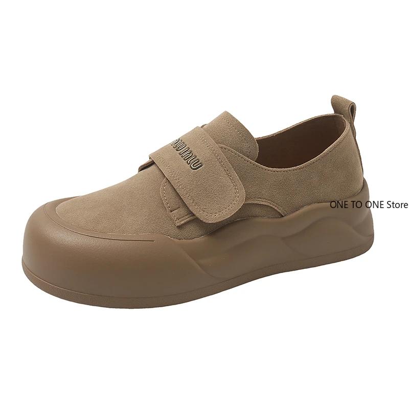 

Мода Новая Женская Обувь Ретро Лоферы на Толстой Подошве с Большим Носком Круглый Носок Пряжка Шнуровка Кроссовки на Толстой Подошве Повседневная Осень 2025 35 хаки
