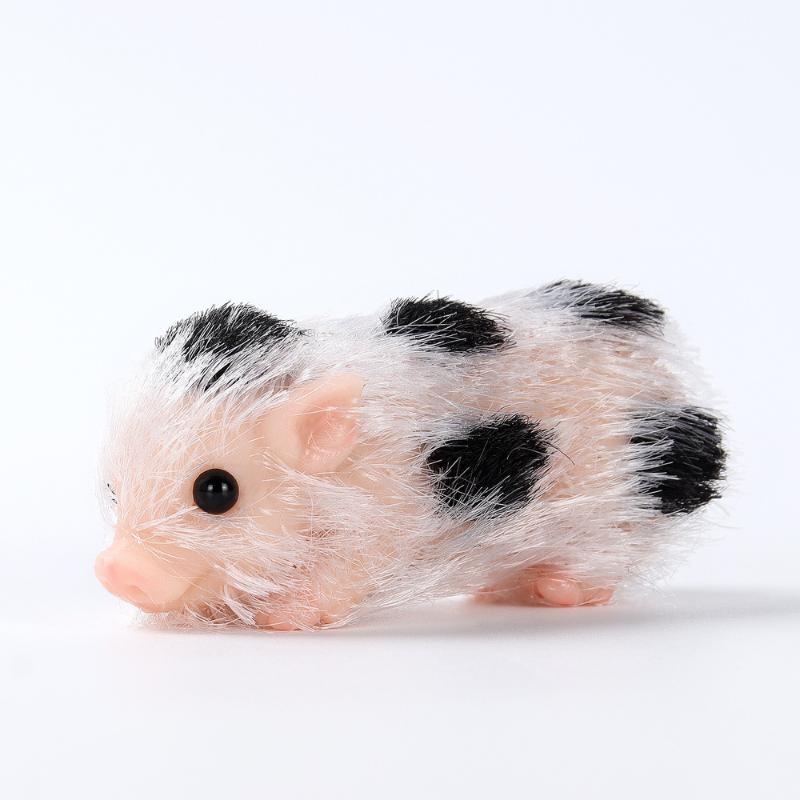 Simulation Hairy Pig Doll Soft Silicone Toy Realistic Animal Squeeze Decompression Stress Relief for Kids School Home Desk