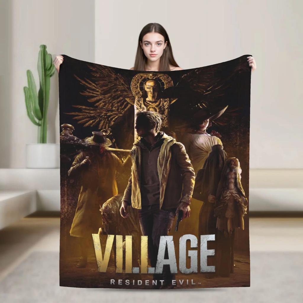 Resident Evil Village Fleece-Decke Warme Bettwäsche Überwurf für den Winter Heimdekoration Kinder Erwachsene Neuheit Tagesdecke