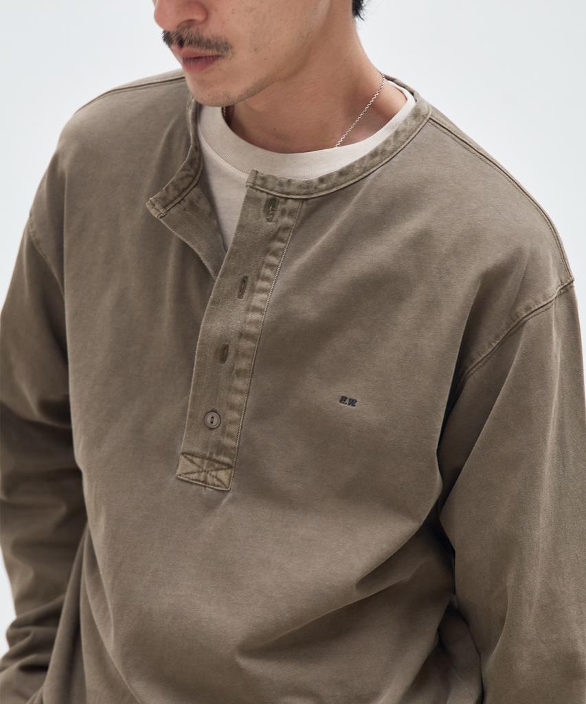 HEBIWEDEO Dyed Henley Neck T-Shirt 2 Colors