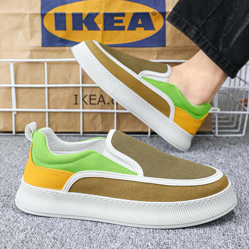 Loafers Low-top Canvas Ventilate Soft and Comfortable Sports and Leisure Skateboard Thick Bottom Shoes for Men Wear-resistant
