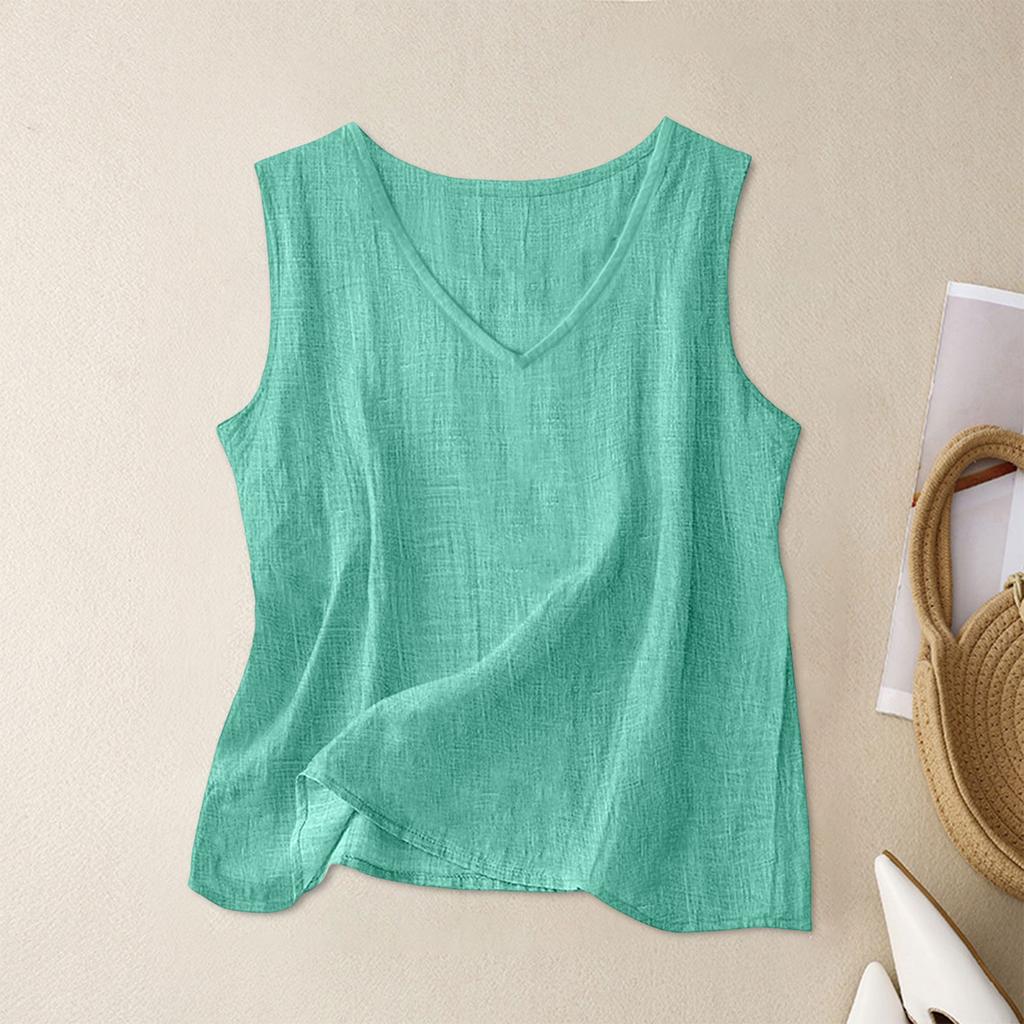 Sleeveless V Neck Tank Top for Women Lightweight Casual Loose Fit Summer Blouse Soft Breathable Fabric