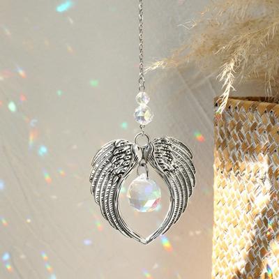 Car Pendant Wing Stainless Long Shape Reflective Clear Texture Decorative Glass Angle Suncatcher Prisms Rainbow Car Hanging