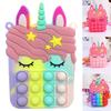 Colorful Rainbow Unicorn Popper Sensory Stationery Storage Bag With Fidget Toy
