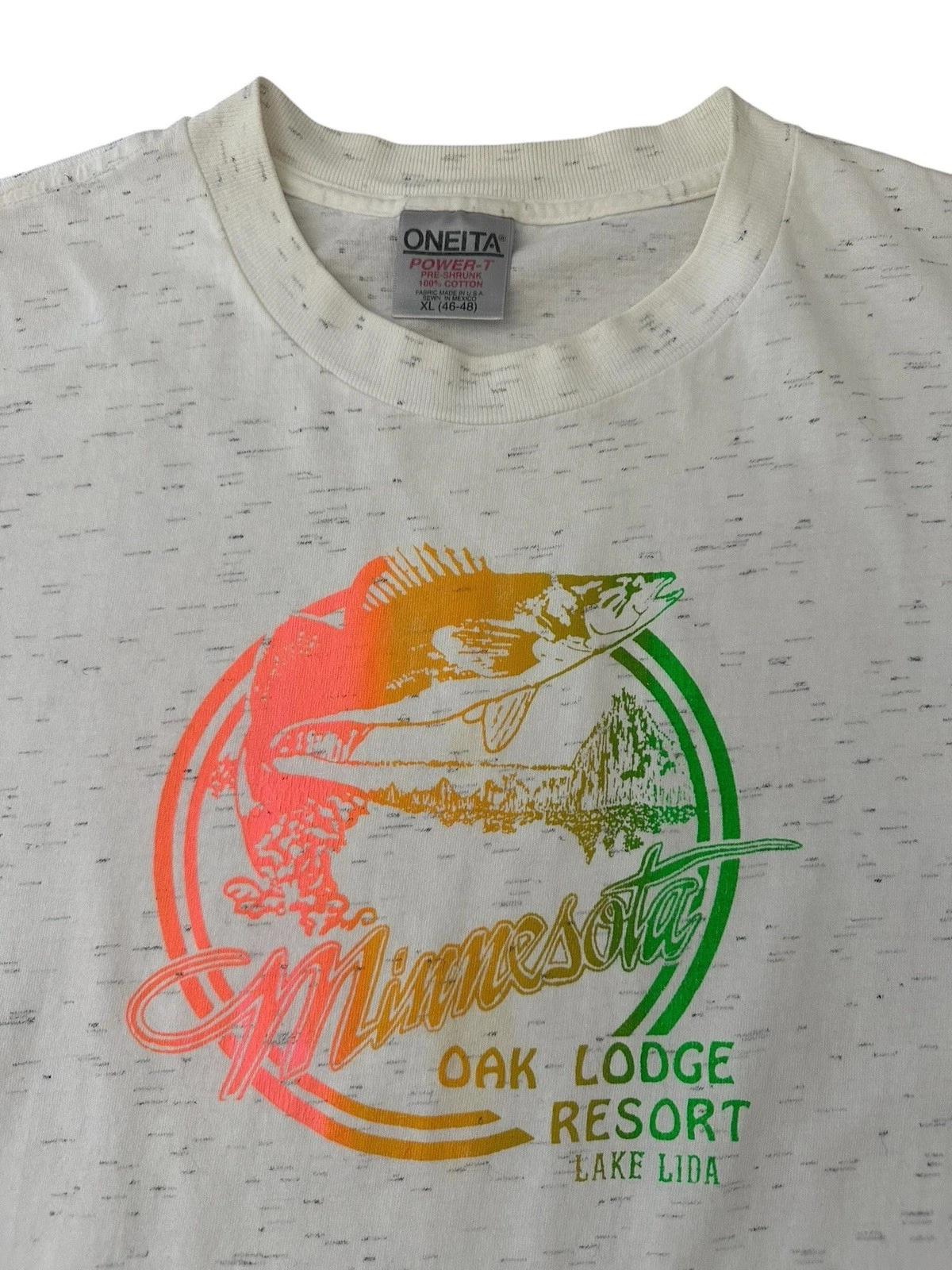Vintage Minnesota Oak Lodge Resort T Shirt Men’s 2XL 90’s Lake Lida Gray USA 2XL