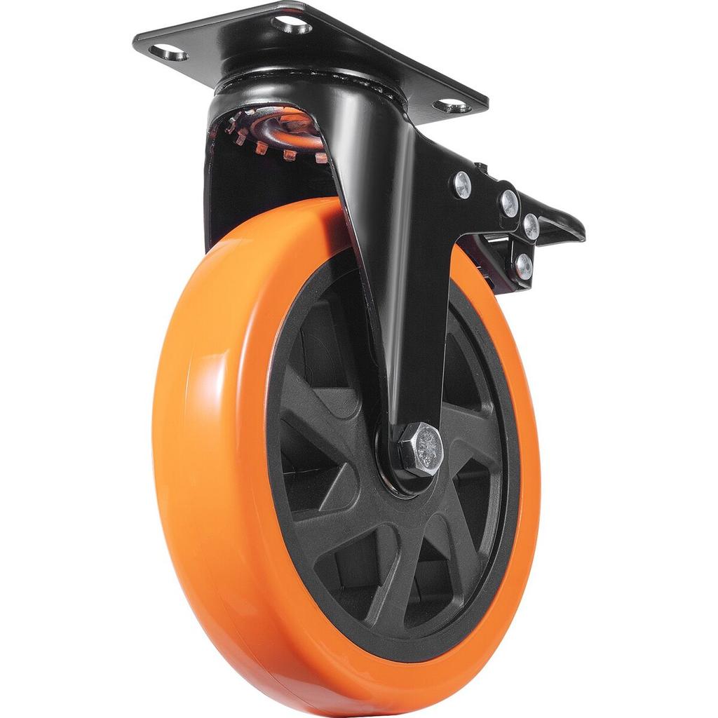 Caster Wheels, 6-inch Swivel Plate Casters, Set of 4, with Security A/B Locking No Noise PVC Wheels, Heavy Duty 700 lbs Load Capacity Per Caster,