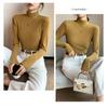 Women Half High Neck Solid Thickened Warm Fleece Lined Long Sleeve Bottoming Top