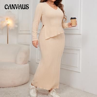 Plus Size Losse Mode Set Lange Mouw Onregelmatige Zoom Pakket Heup Jurk Pak