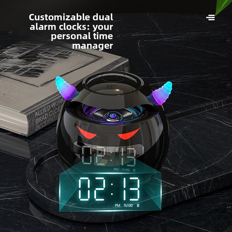 Ball Shape Bluetooth Speaker LED Digital Dual Alarm Clock Smart Voice Multi-Functional Portable Wireless Sound Speaker Clock