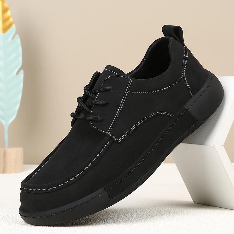 New Autumn Retro Genuine Leather Fashion Casual Trend Versatile Anti Slip Comfortable Breathable Simple Sports Men's Board Shoes
