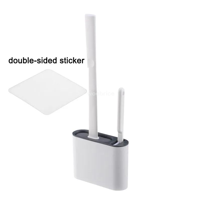 Wandhängende Toilettenbürste mit Halter, langstielige Silikon-Toilettenbürste, weiche Borsten, WC-Reinigungsbürste, Badezimmerzubehör