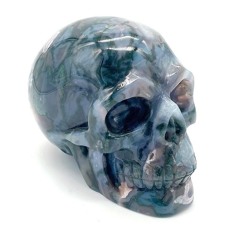 Natural Quartz Crystal Skull Carved Engraved DIY Hand Polished Ornament Reiki Healing Stone Home Decor (Green,S) зелёный