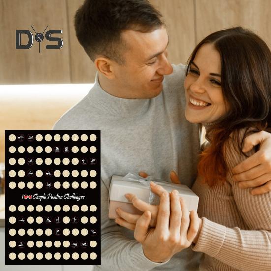 100 výzev k postavení páru Plakát Valentýnské rande Noc Dospělí Držení těla Stírací kartička Přítelkyně Přítel Dárek k výročí