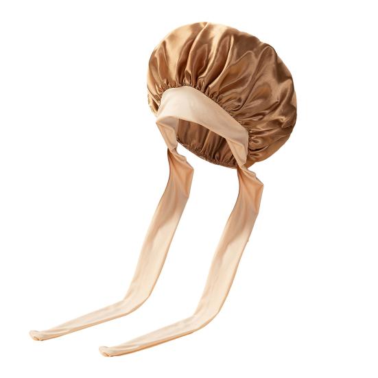Sleeping Satin Bonnet with Elastic Tie Band Adjustable Large Silk Hair Bonnet Wrap Solid Color Women Braids Long Curly Hair Night Sleep Cap