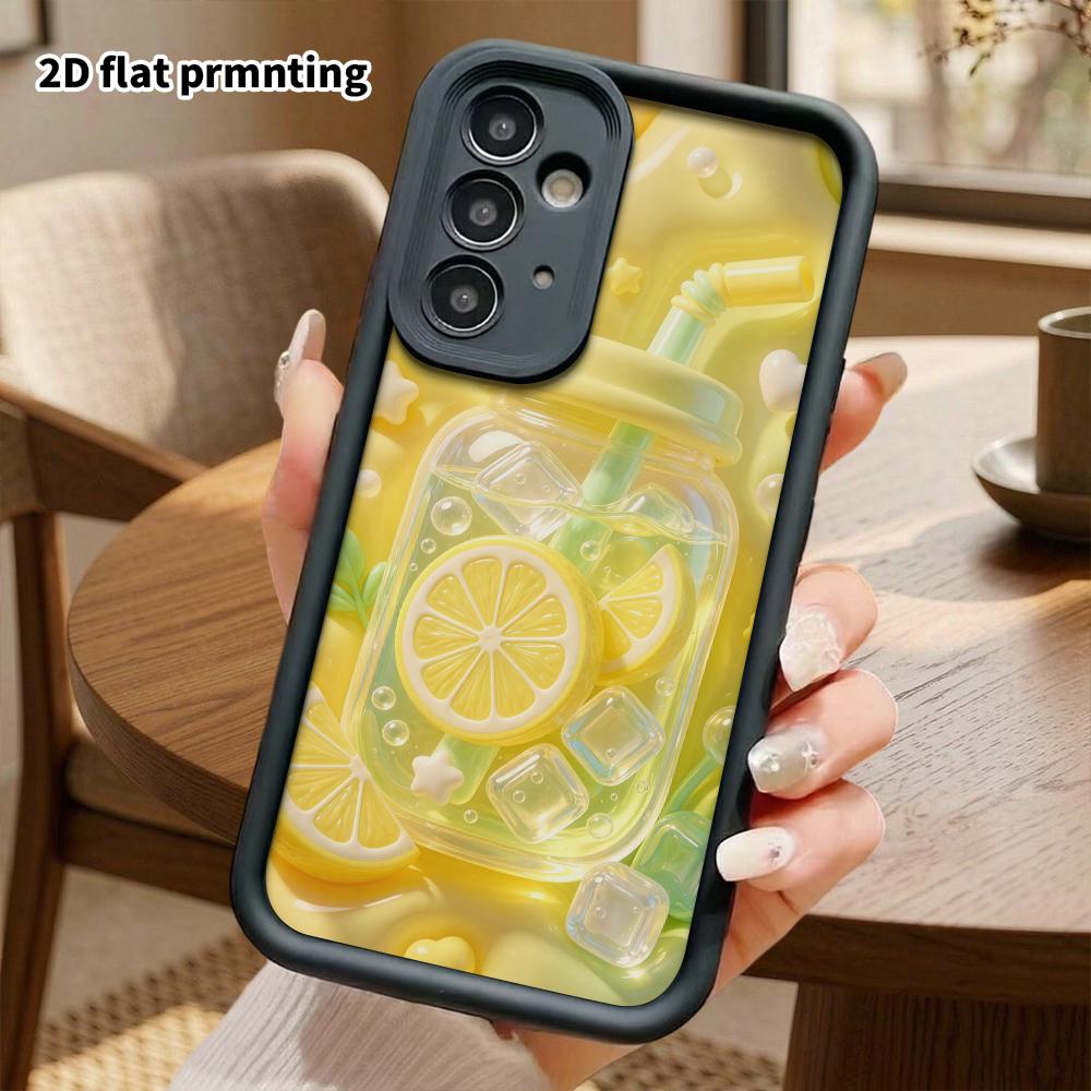 Phone Case: 2D Flat, Suitable for Samsung Galaxy A34 A35 M05 M06 S20 S22 S21 FE Plus 5G Protective Case, Lemon Iced Drink Can, Perfect Christmas and H