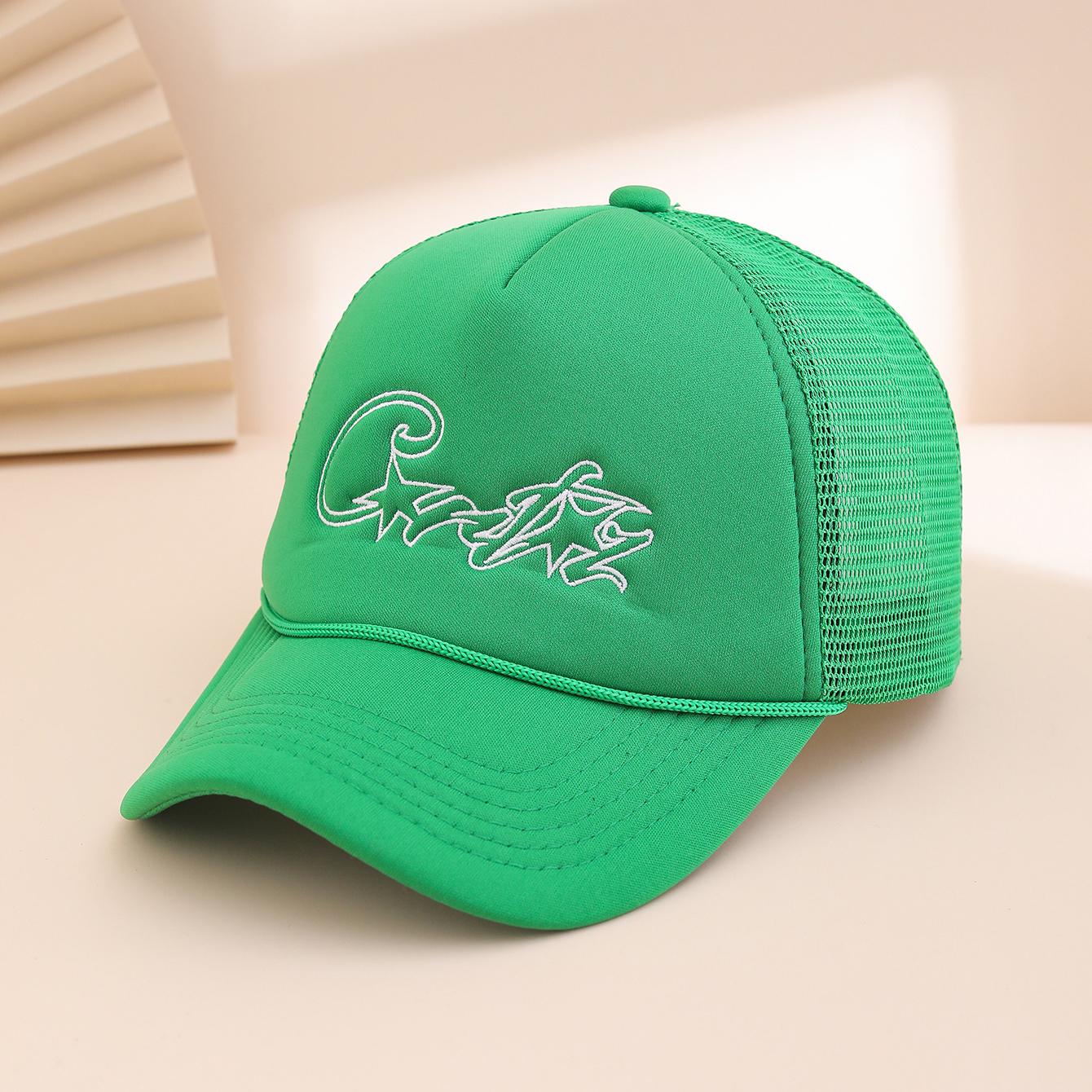 

Cross-Border Fashion Mesh Rope Baseball Cap, Simple Embroidered Star Sponge Dome Curved Brim Hat, Outdoor Travel Wear One Size