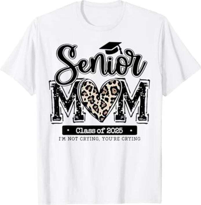 Leopard Senior Mom Class Of 2025 Funny Mom Graduation T-Shirt 4XL