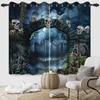 2pcs/set Horror Halloween Window Curtain Night Gate Skeleton Home Bedroom Living Room Decor Blackout Polyester Fabric Curtains