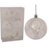 Set of 6 Transparent Plastic Baubles with White Decoration