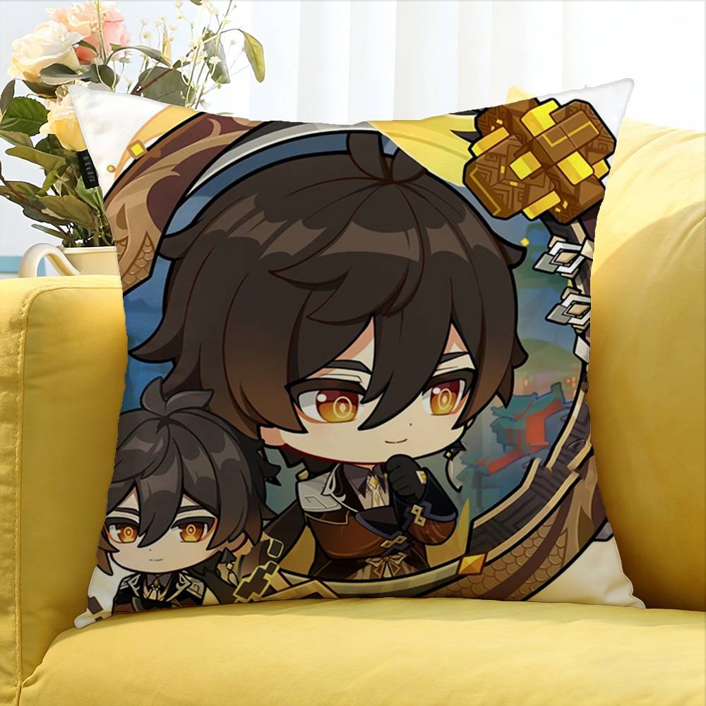 Game G-enshin I-Impac-t World Various Sizes Square Pillow Case For Car Home Bedchamber Decor