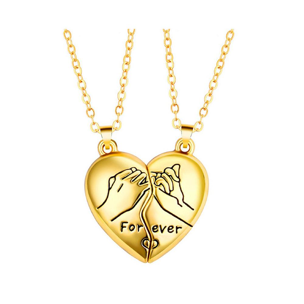 

2pcs/Set Magnet Heart Forever Necklace for Couple Vintage DIY Heart Hand Pendant Friendship Necklace Charms Coker Jewelry Gifts
