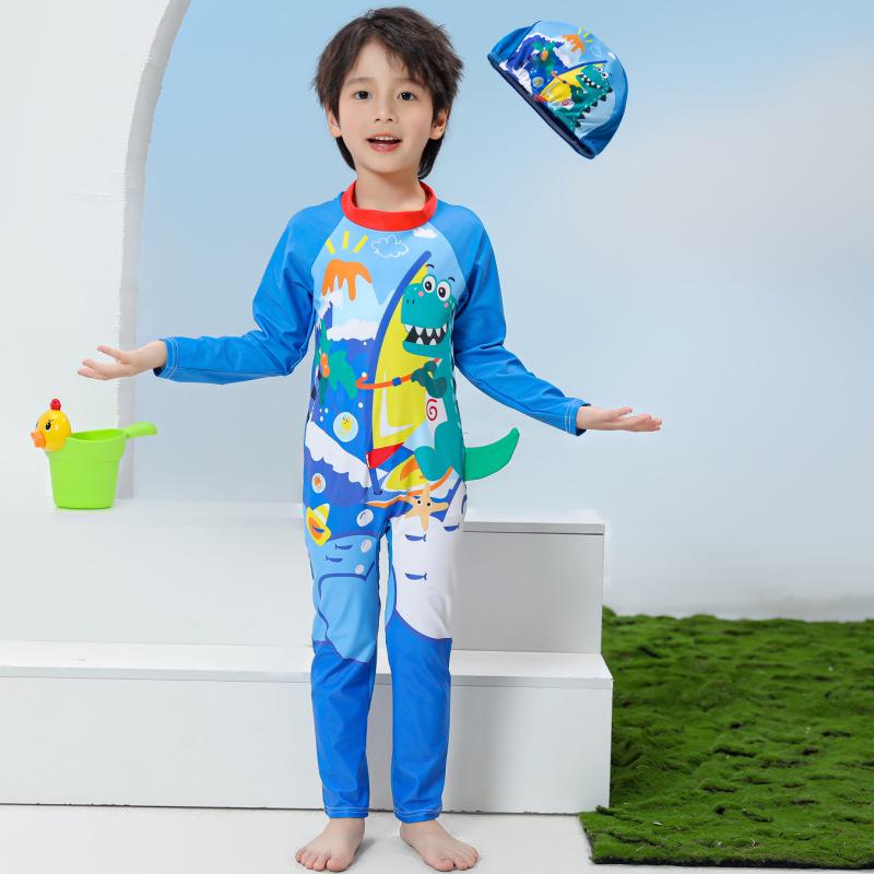Children's Long Sleeve Sun Protection Quick-Drying Swimsuit Set for Boys