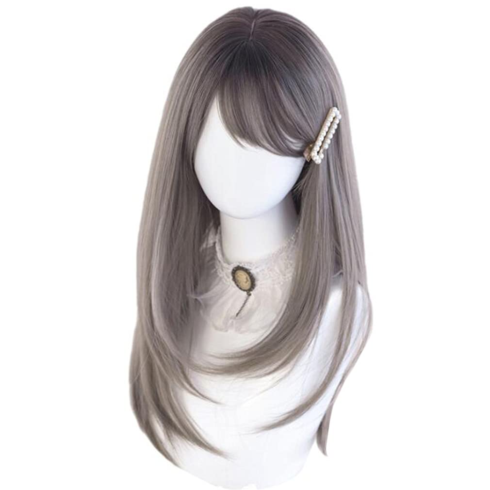 Gothic Long Gray Mori Princess Small Everyday Wig Lolita, Harajuku, Gal-style Wig, Heat-Resistant, Lolita, Hair, Girl, Dreamy, Cute, Style, Face,