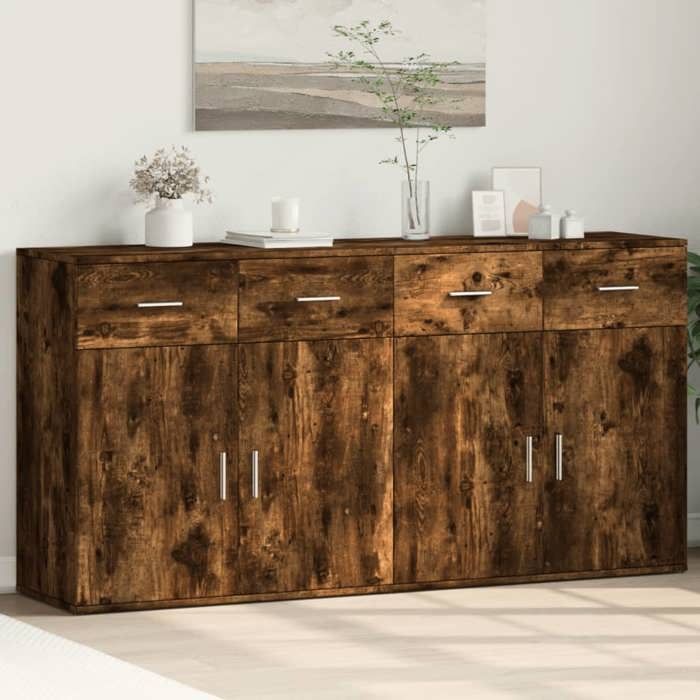 VidaXL Buffets 2 pcs chêne fumé 79x38x80 cm bois d'ingénierie 3276620