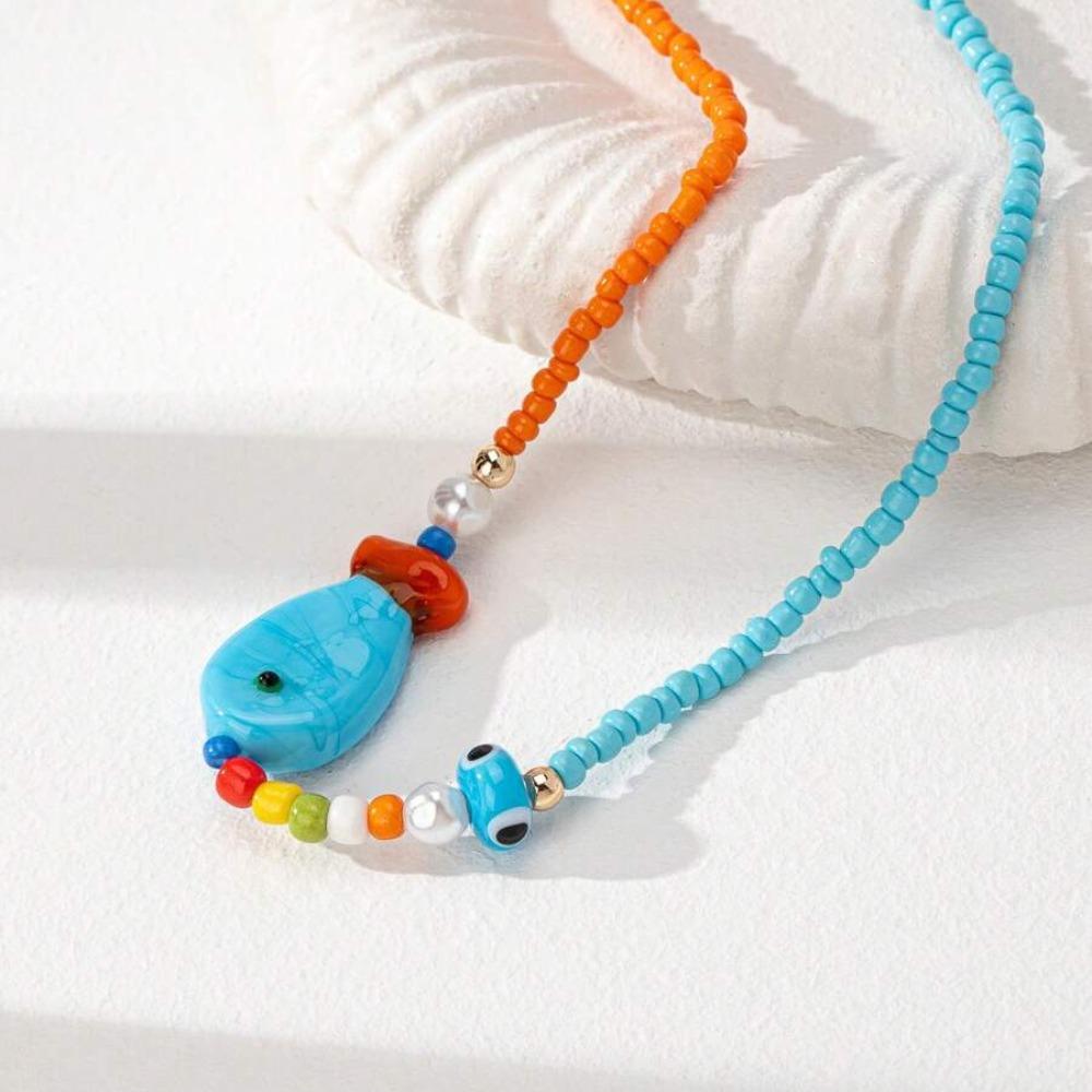 Ethnic Style Nylon Rope Necklace Personality Ocean Series Necklace  Girls