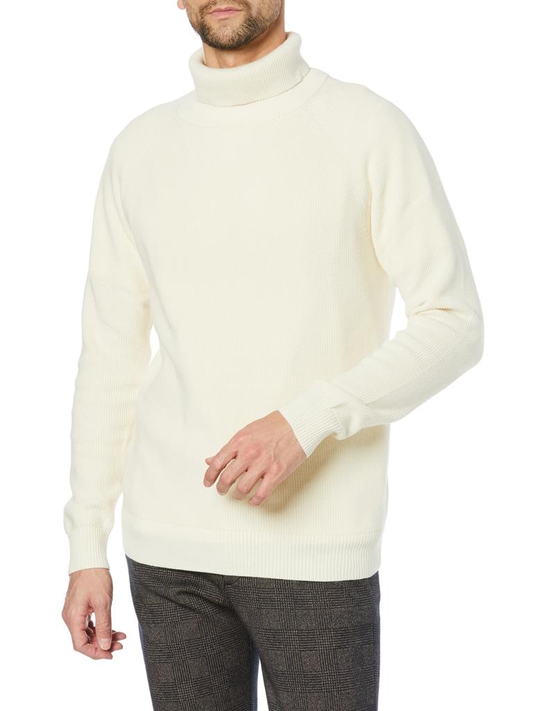 Amazon Essentials Men's Rib Knit Turtleneck Sweater, 100% Cotton, Ivory, Size XL