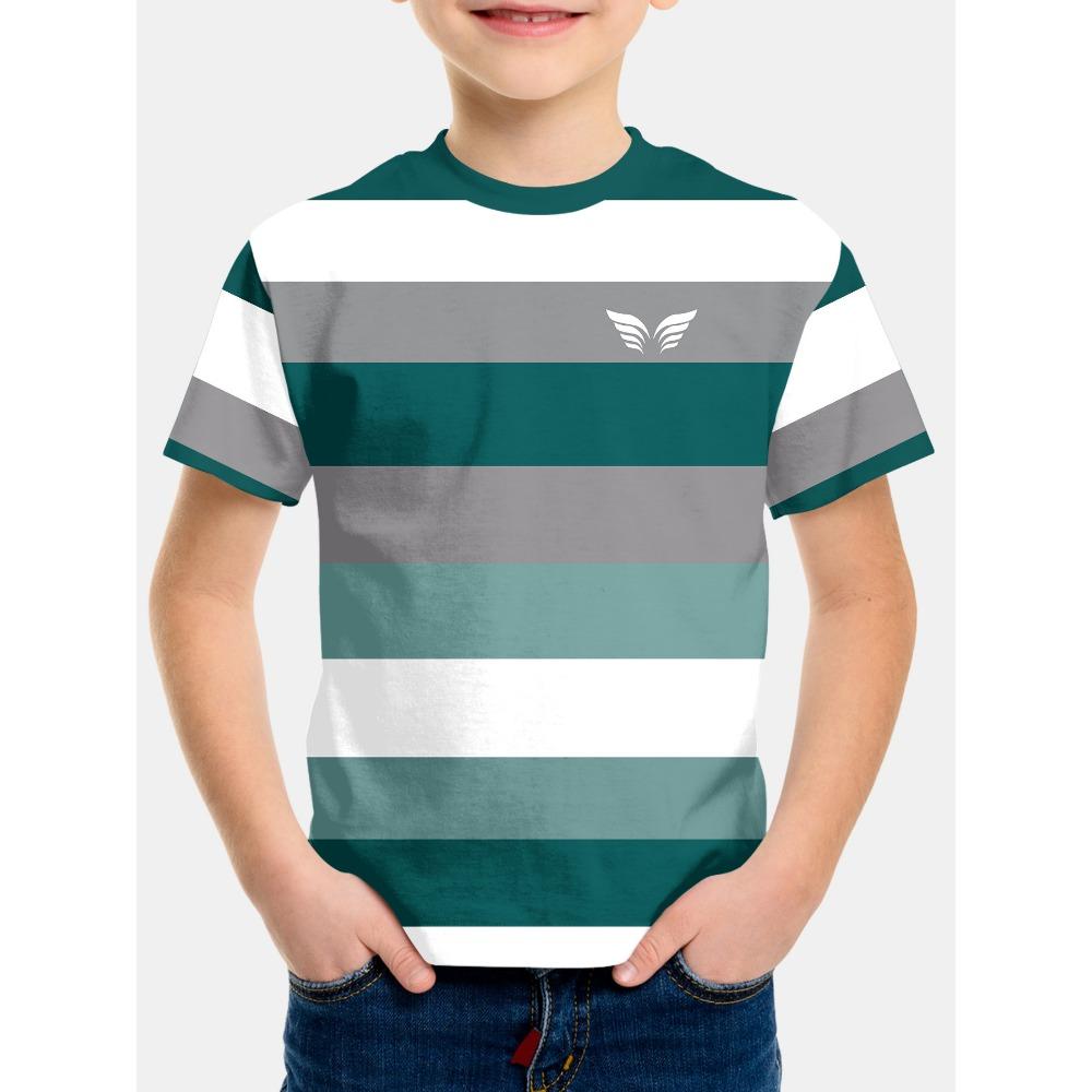Summer Fashion Boys  3D Digital Printed Stripe Splicing Fashion T-shirt 150