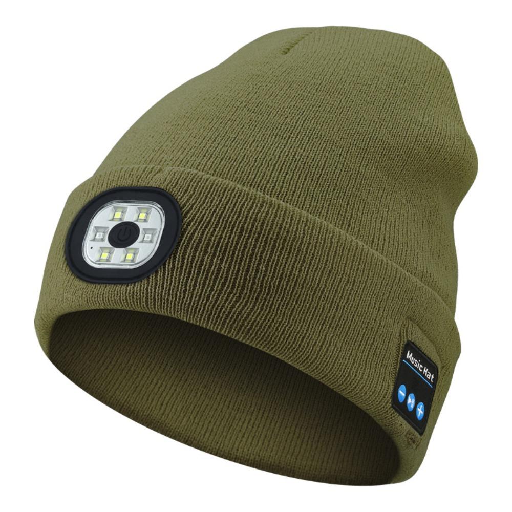 With Light Bluetooth Beanie Hat Headphones LED Light Cap Unique Wireless Headphones  Jogging