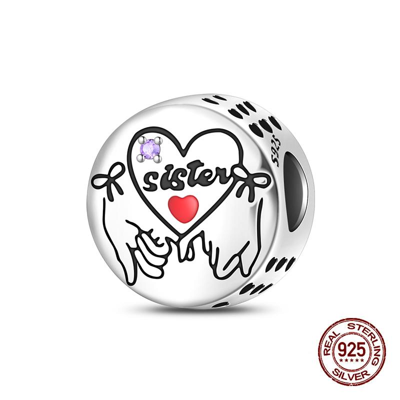 Copper Heart Dog Cat Warm Family Charms Beads Fit 3Mm Original Bracelets Fine Diy Mother'S Day Jewelry Gift