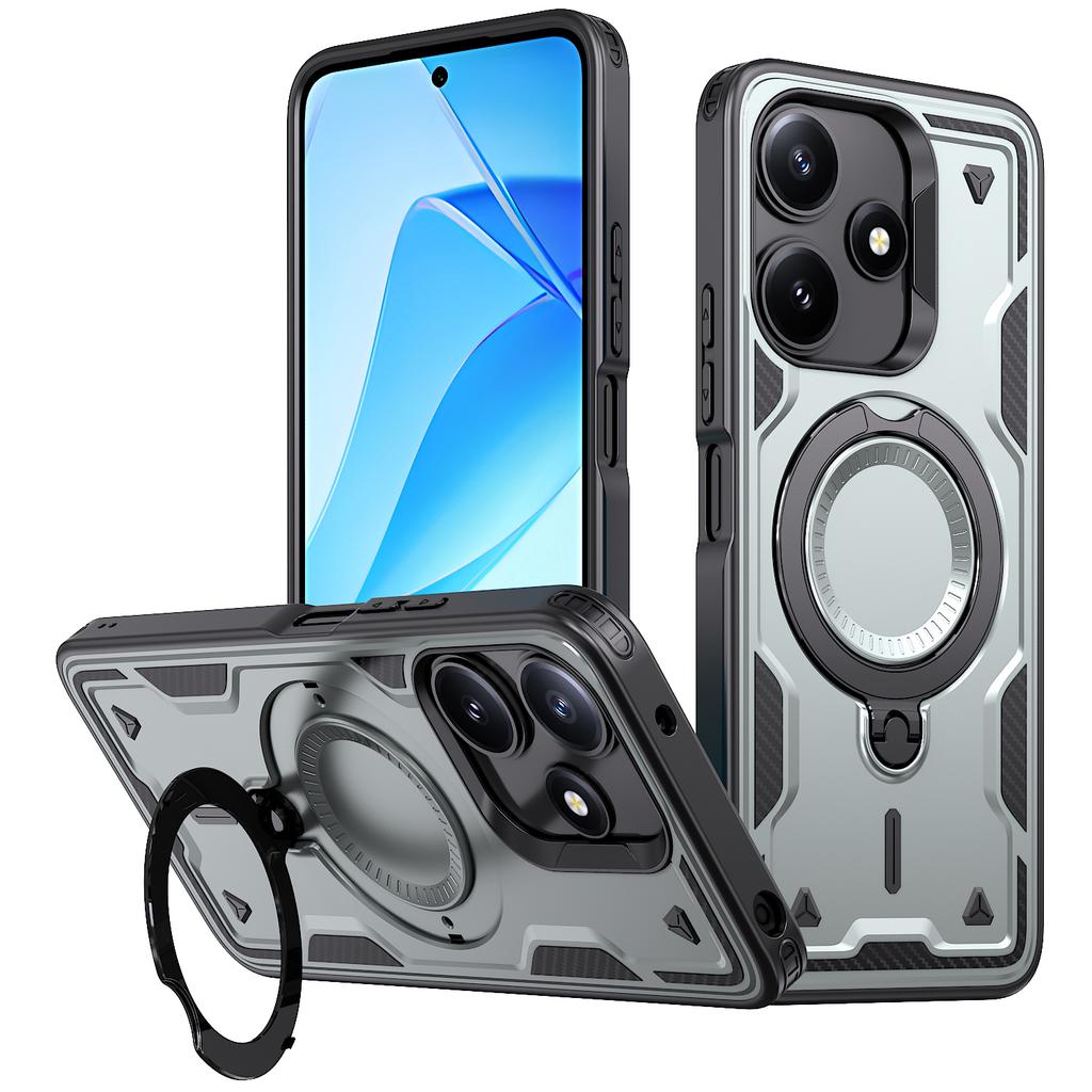 For Xiaomi Poco M6 Pro 5G/Redmi 12 5G (Global) Case Compatible with MagSafe Military Protection PC+TPU Kickstand Phone Cover