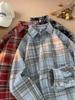 Women's Retro Plaid Wool Shirt - Autumn/Winter, Loose Fit, Long-Sleeves, Unisex Outerwear