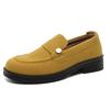 Stylish Yellow Suede Men's Loafers British Style Platform Leather Shoes For Man Comfy Casual Business Shoes Man Chaussures Homme