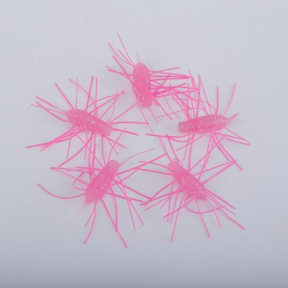 

4/5 шт. Бас палиця силіконова черв ячна приманка раки приманки м які рибальські приманки прісноводні окунь 6cm（4pcs） рожевий