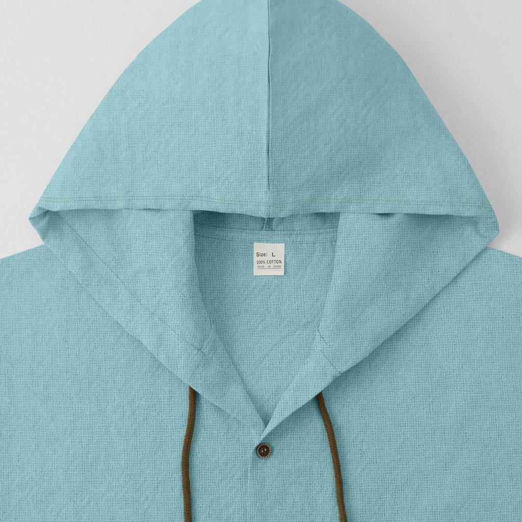 Men's Casual Hooded Long-Sleeve Cotton Linen Shirt - Versatile Fashion Trend