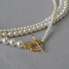 French Elegant Multi-Layer Pearl Beads Necklace with OT Buckle