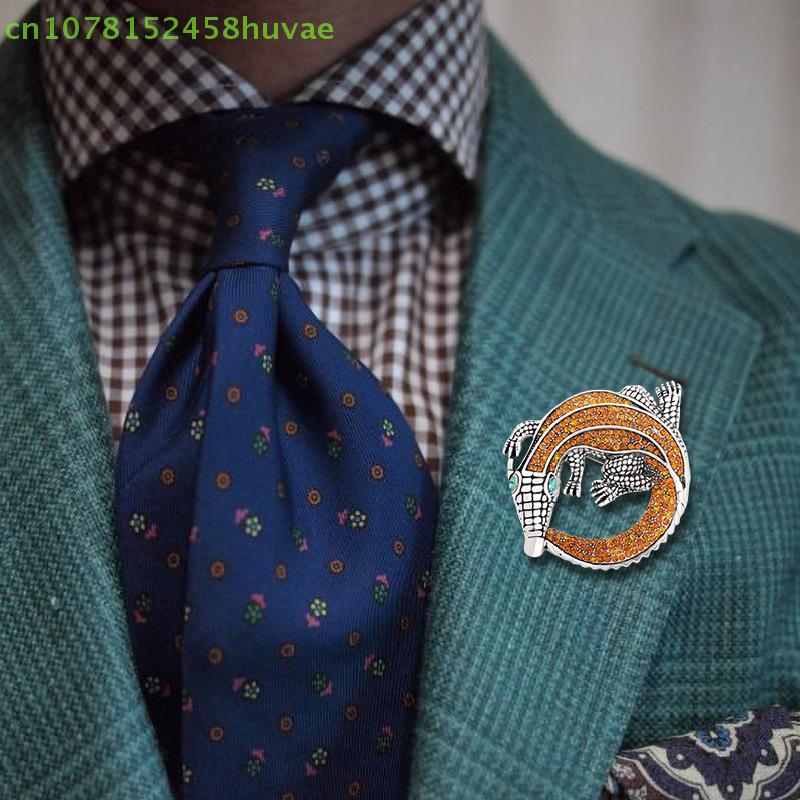 1 Pc Blue/Coffee/Green Zinc Alloy Fashion Retro Crystal Crocodile Brooch - Apparel/Coat/Party Accessory Gift