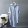 1116 Primavera e Autunno Camicia Media e Lunga Donna Cotone e Lino Design Ampio Top Versione Coreana Giacca Camicia Solare