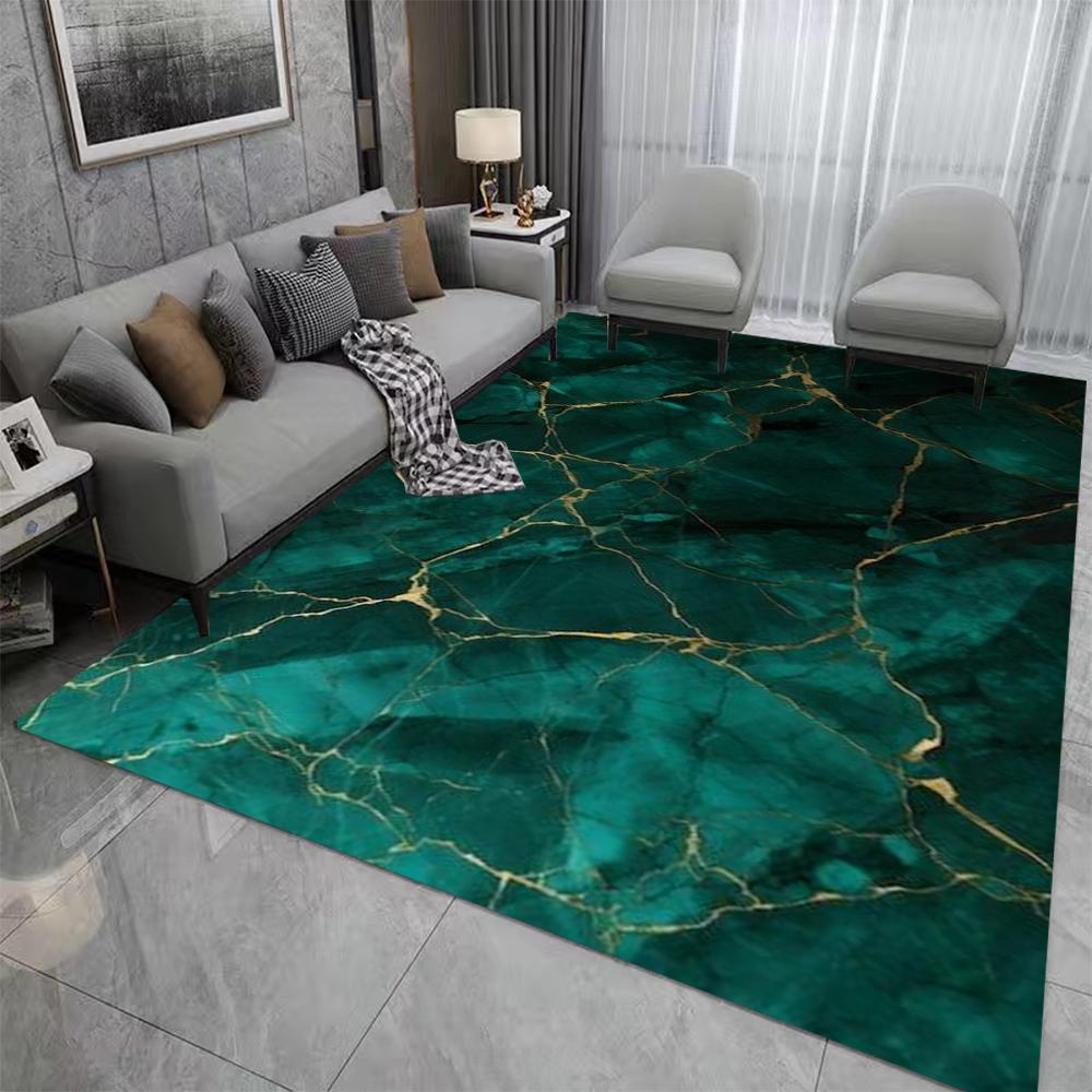 

Смарагдово-зелений килим Мармур Золотий Мармур Вітальня Спальня Кухонна зона Абстрактний килимок для підлоги Килим для підлоги в приміщенні Ретро Домашній декоративний 120*160cm